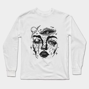 Abstract art of a girl's face Long Sleeve T-Shirt